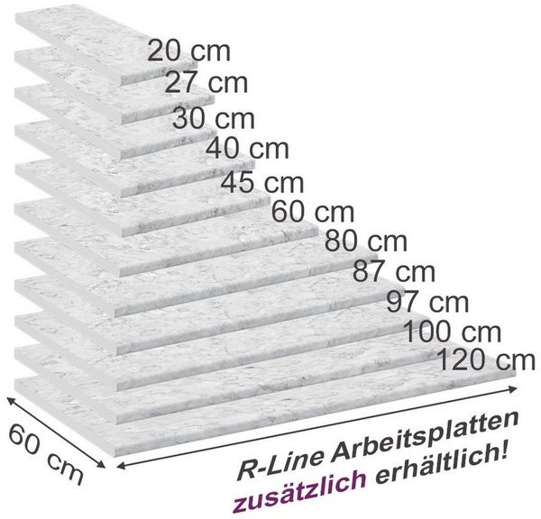 Küchenarbeitsplatte R-Line Weiß/Marmor 120 cm Vicco Bild 2