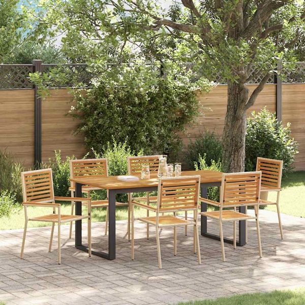 vidaXL Garten Essgruppe 7 pcs Beige Massivholz Akazie 3365465