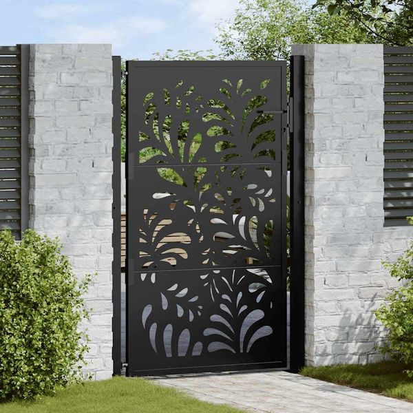 vidaXL Gartentor Schwarz 100x150 cm Stahl Wellendesign 4100971