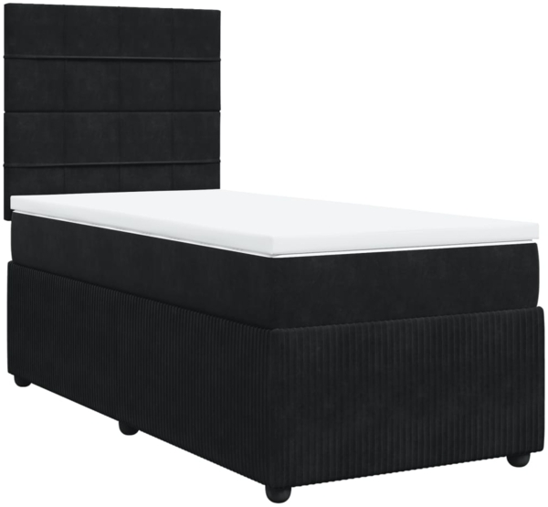 vidaXL Boxspringbett mit Matratze Schwarz 100x200 cm Samt 3292264