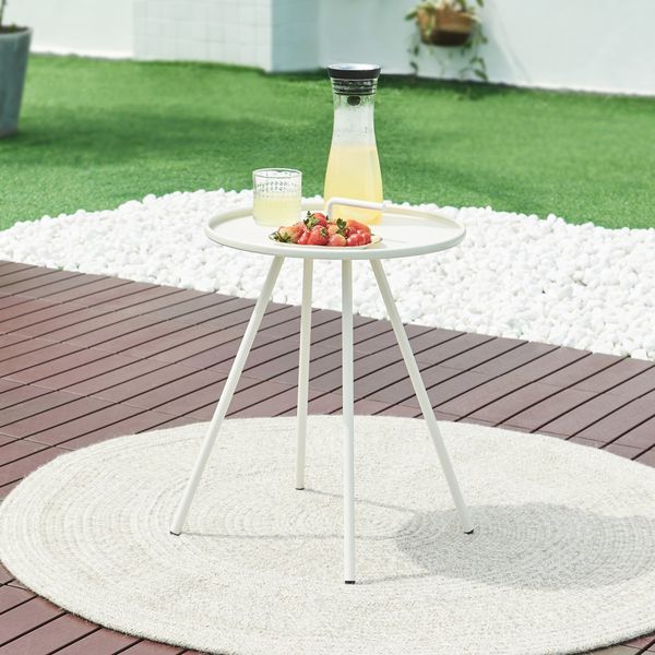 Outdoor-Beistelltisch Fosen 55 x Ø 42 cm Weiß [en. casa]