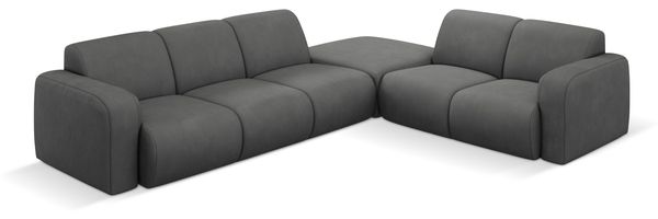 Micadoni Ecksofa Molino 6-Sitzer Rechts Strukturierter Stoff Dunkelgrau Bild 2