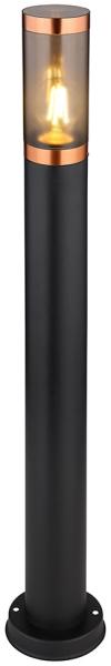 Stehleuchte, Edelstahl, schwarz, rauch, Kupfer, H 80 cm