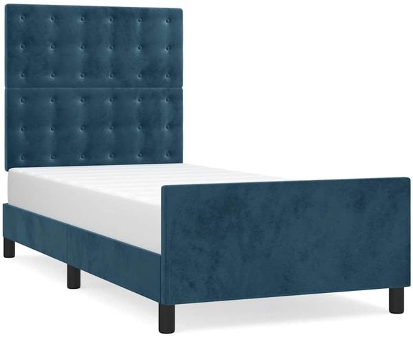 Einzelbettgestell Design für Erwachsene ohne Matratze Dunkelblau 80x200 cm Samt d4393e