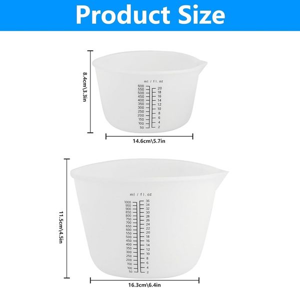 FELIXLEO Messbecher 2 Stück Silikon Messbecher 1000 und 600 ml für Epoxidharz, (1-St)