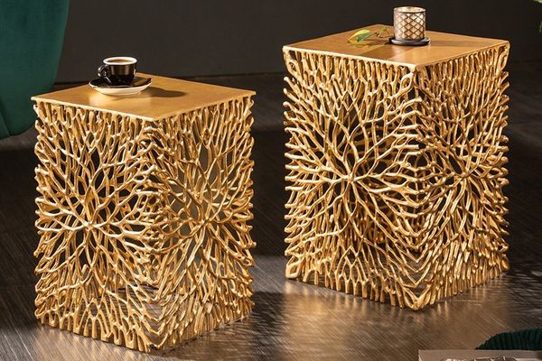 riess-ambiente Beistelltisch LEAF 30cm gold (Set, 1-St, 2x Beistelltisch), Nachttisch · Metall · Handarbeit · Modern Design