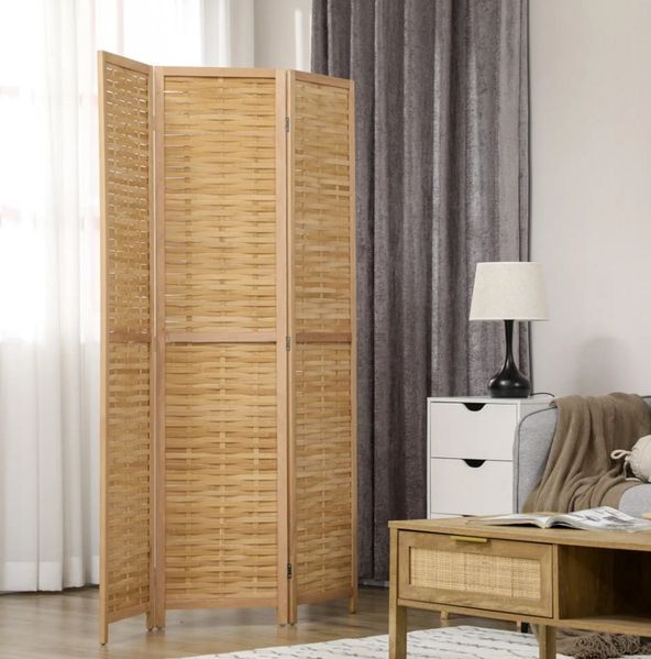XDeer Paravent Raumteiler Klappbare Trennwand Sichtschutz, Bambus, 3-teilig, 120 cm x 170 cm x 1,8 cm