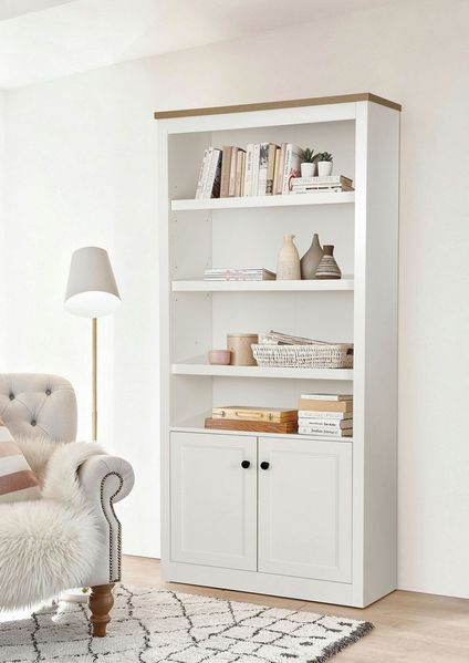 OTTO home Standregal Rigny, aus MDF, mit Holz-Zierleiste, schwarzem Metallgriff, Höhe 180,5 cm