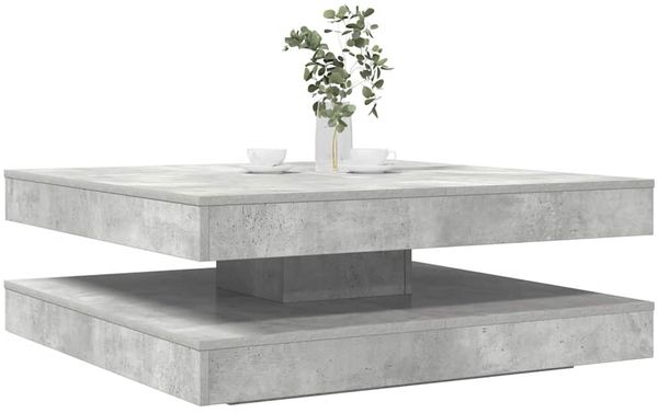 vidaXL Couchtisch 360-Grad Drehbar Betongrau 90x90x34,5 cm 3321354