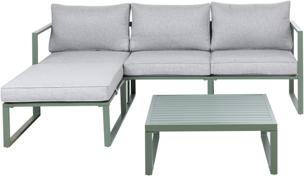 Garten Ecksofa mit Tisch 3-Sitzer OLANG Grün Metall