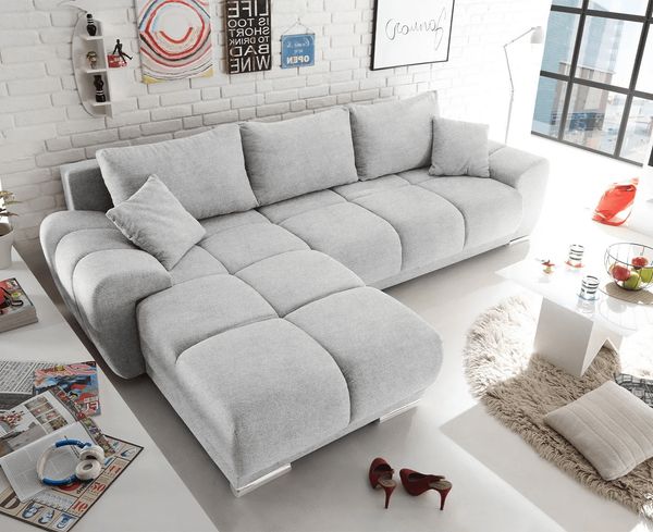 Ed Exciting Design Sofa Anton mit Schlaffunktion & Bettkasten in verschiedenen Farben erhältlich Luxus-Webstoff Flachgewebe beidseitig montierbar