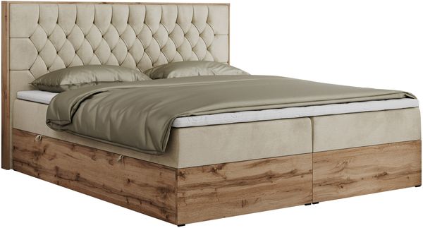 Boxspringbett, Schlafzimmerbett, Bettkasten - AMORE - 160 x 200 cm - Beige Velvet - H3 Bild 4