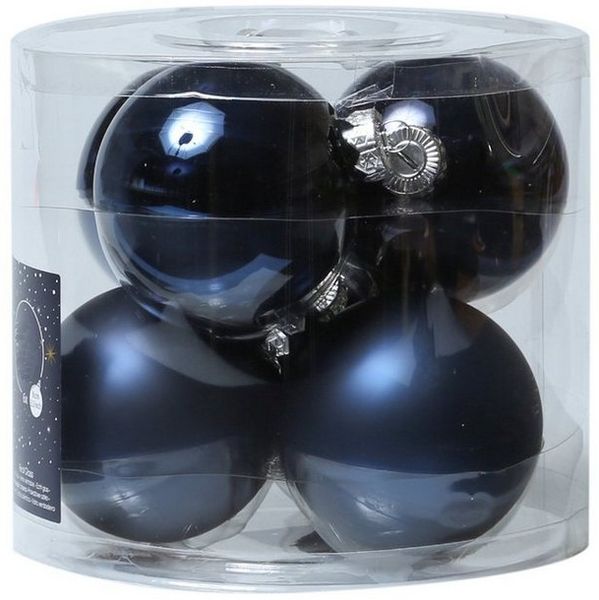 MARELIDA Weihnachtsbaumkugel Christbaumkugeln Weihnachtskugeln Glas 8cm glänzend matt blau 6St. (6 St)