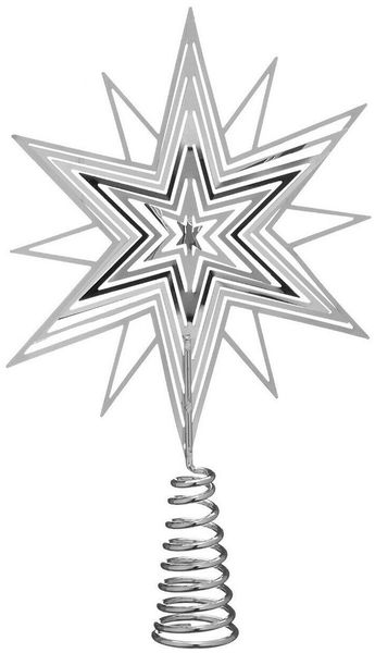 Meinposten Christbaumspitze Tannenbaumspitze silber gold 20x13 cm Weihnachtsbaumspitze