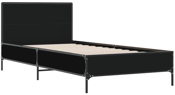 vidaXL Bettgestell Schwarz 90x200 cm Holzwerkstoff und Metall 845517 Bild 3