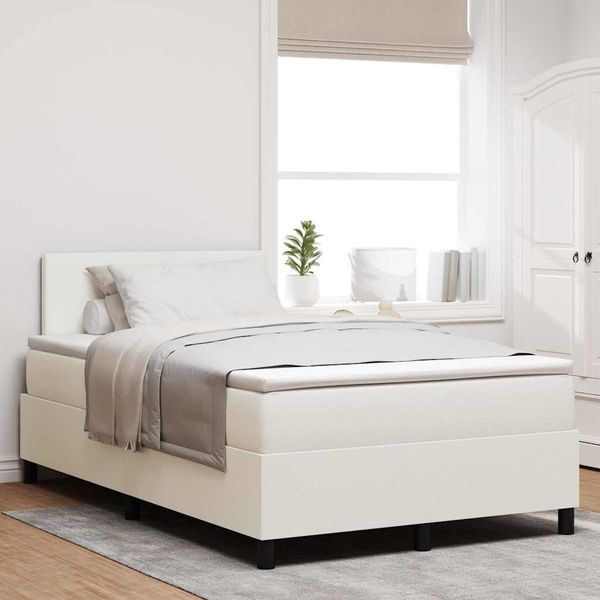 vidaXL Boxspringbett Creme und Weiß 120 x 190 cm Cordstoff 3337505