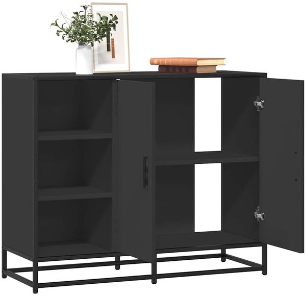 Sideboard, Kommode Schwarz 92x35x76 cm Holzwerkstoff j2649p Bild 2