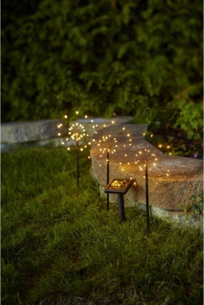 LED-Solarstäbe"Firework", 3 Stäbe, schwarz