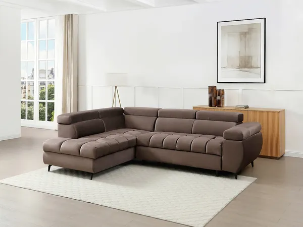 Vente-unique - NIACATO Sofa Samt Schokoladenbraun - B 204 cm x H 80 cm x L 274 cm