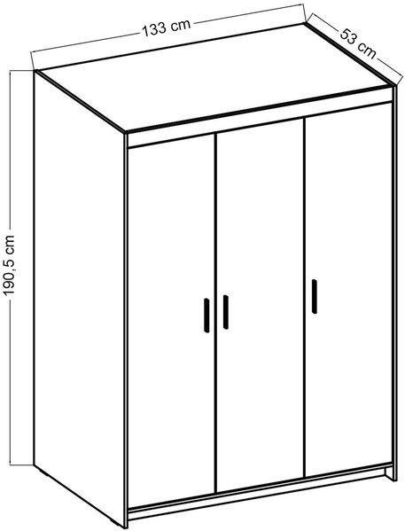 AX LIVING Storicos 3T 3 türig Kleiderschrank Eiche Sonoma 133 cm breit Bild 4
