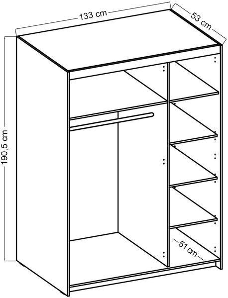 AX LIVING Storicos 3T 3 türig Kleiderschrank Eiche Sonoma 133 cm breit Bild 5