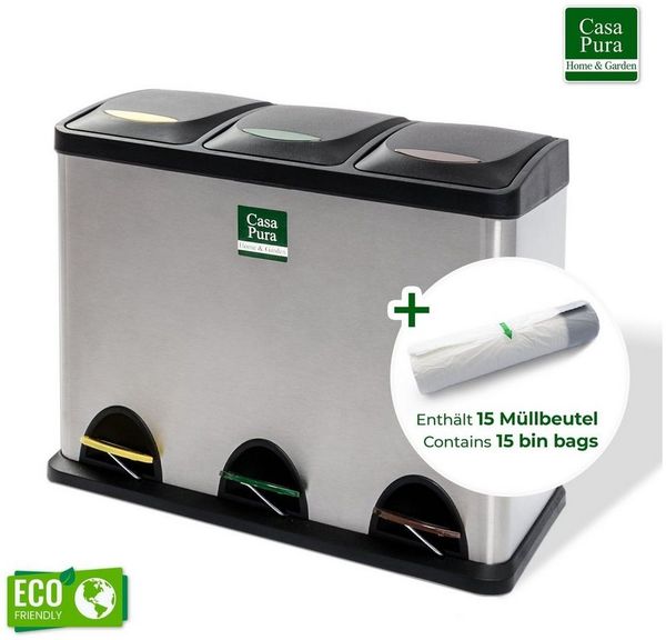 Karat Mülltrennsystem Kevin, Mülleimer, Trennsystem, 3 Varianten, Edelstahl