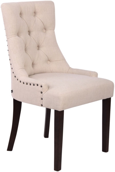 CLP Esszimmerstuhl Aberdeen Stoff mit Gestell aus Kautschukholz und Sitzhöhe von 50 cm,creme antik