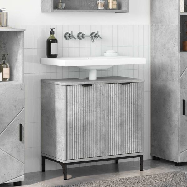 vidaXL Waschbeckenschrank Beton Grau 60,5 x 33,5 x 61 cm Holzwerkstoff 883417
