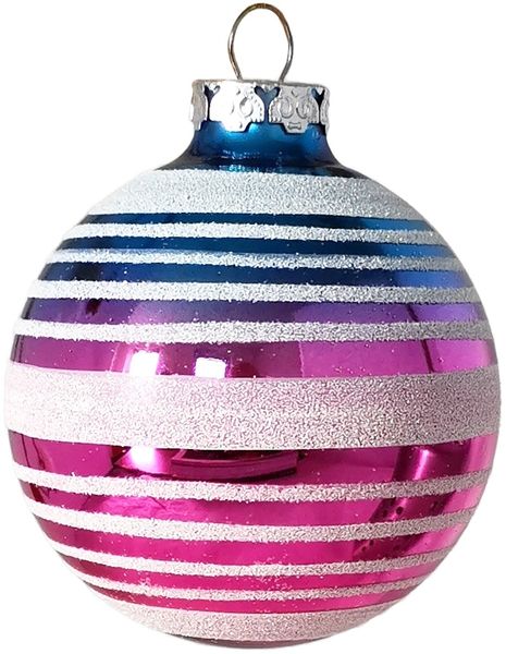Weihnachtskugel Ø 8cm Ringe blau/pink Schatzhauser Thüringer Glas und Weihnachtsschmuck