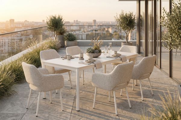 KAWOLA Gartenmöbel Set AMUR 7-tlg. Aluminium cremefarben x x cm