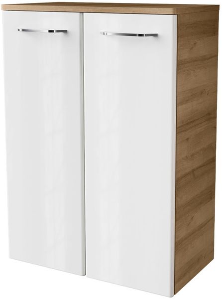FACKELMANN MILANO Doppel Midischrank 30 cm breit, Weiß/Braun hell