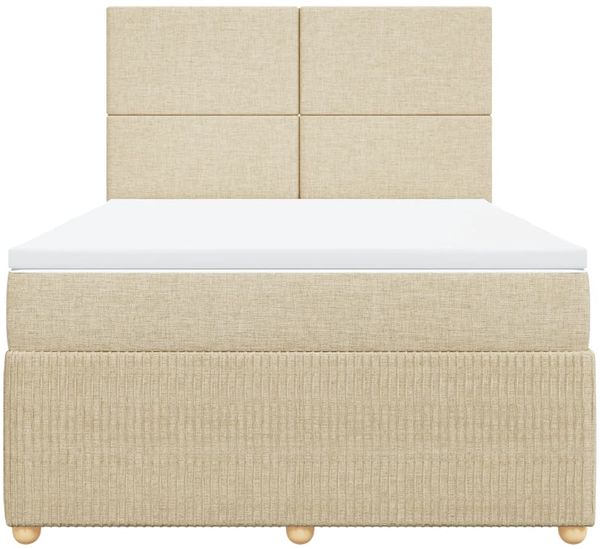 vidaXL Boxspringbett mit Matratze Creme 160x200 cm Stoff 3294405 Bild 6