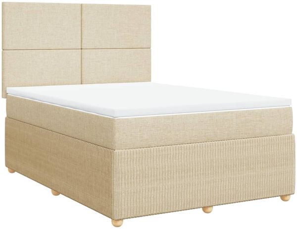 vidaXL Boxspringbett mit Matratze Creme 160x200 cm Stoff 3294405 Bild 3