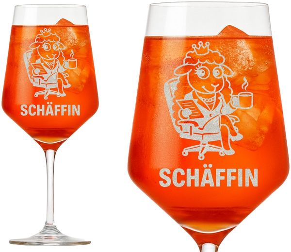 eXODA Weinglas Weinglas Gravur Puppa Schaf die Schäffin 350ml spülmaschinenfest, 1-tlg, Glas, Atemberaubende Darstellung
