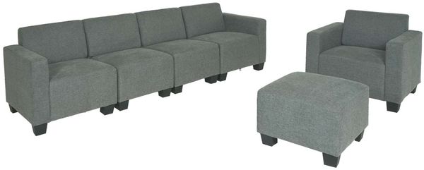 Modular Sofa-System Couch-Garnitur Lyon 3-1-1-1, Stoff/Textil ~ grau Bild 4