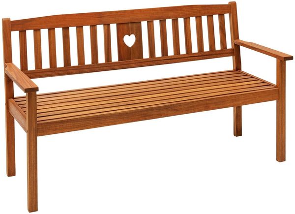 Dehner Gartenbank Gartenbank Heart, 2- oder 3-Sitzer, Farbe braun, Gartenbank aus FSC®-zertifiziertem Akazienholz mit Landhaus-Charme