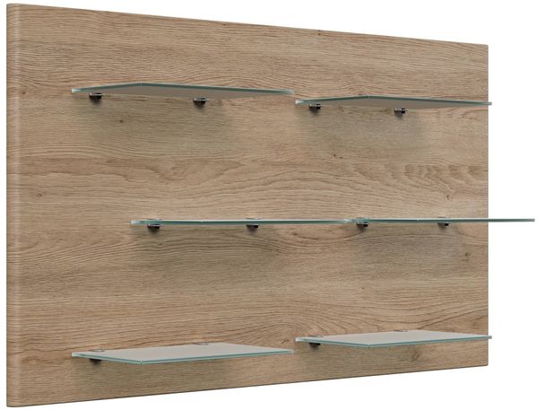 Wandregal Emotion 6 Glasablagen 104x60 cm Eiche : Weissmatt / Eiche hell