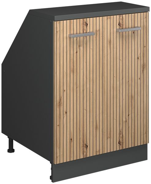 Küchenschrank für Dachschrägen R-Line Artisan-Eiche 60 cm mit 2 Türen, Schrankkorpus 60 cm Tiefe Vicco