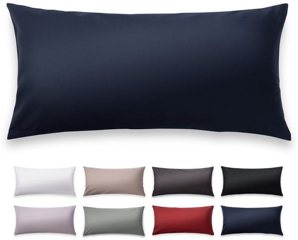 Blumtal Kissenbezüge Premium Mako Satin Kissenbezug, superweich aus 100% Baumwolle, (2 Stück), OEKO-TEX zertifiziert – Glanzoptik & farblich passender Reißverschluss