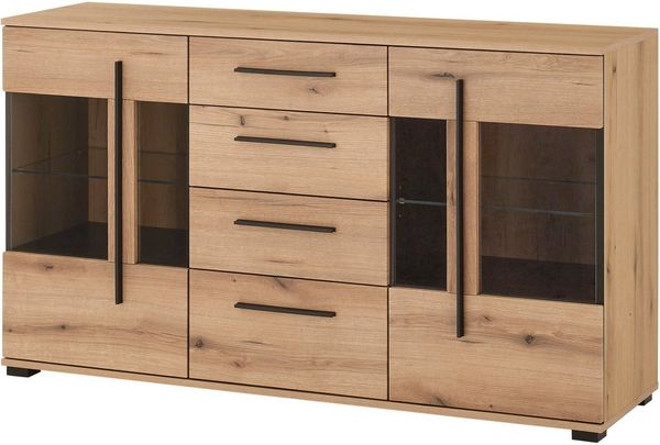 INOSIGN Sideboard Cantara, moderner Schrank, Kommode in Eiche Evoke oder weiß, schwarze Stangengriffe, ausreichend Stauraum, vielseitig einsetzbar Bild 3