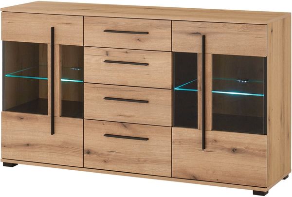 INOSIGN Sideboard Cantara, moderner Schrank, Kommode in Eiche Evoke oder weiß, schwarze Stangengriffe, ausreichend Stauraum, vielseitig einsetzbar Bild 4