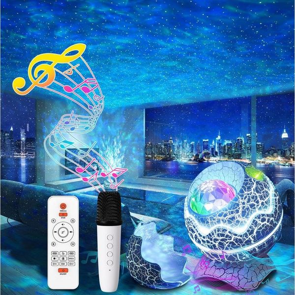 Sunicol LED-Sternenhimmel 4 in 1 LED Projektor, Timer & Fernbedienung, Drahtlosem Musikplayer, Galaxy Nachtlicht mit Bluetooth Lautsprecher, weißes Rauschen