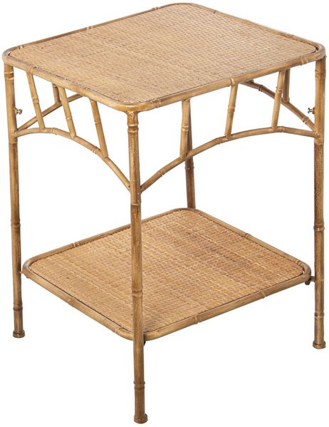 DRW Konsole, Eingangsschrank, aus Metall und geflochtenem Stroh, Natur, 40 x 40 x 55 cm, 40 x 40 x 55 cm