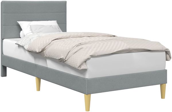 vidaXL Bettrahmen mit Kopfteil Hellgrau 90 x 190 cm Stoff 42027552 Bild 2