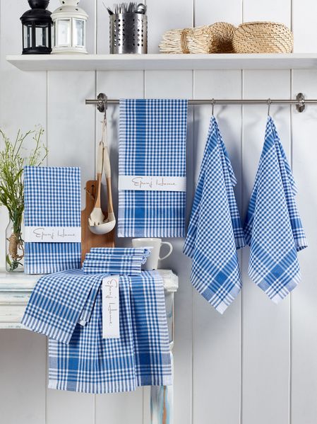 Waschhandtuch-Set (10-teilig), 'Potikareli', Blau, Weiß