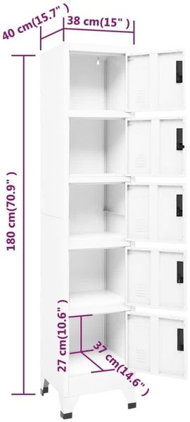 vidaXL Schließfachschrank Weiß 38 x 40 x 180 cm Stahl [339788] Bild 8