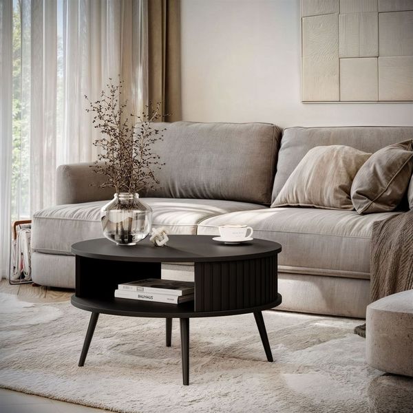 Lookway Couchtisch IVY Runder Sofatisch mit Ablage (1 Tisch), Durchmesser: ⌀ 76 cm