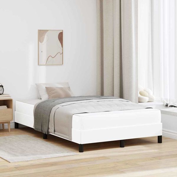 vidaXL Bettrahmen mit Matratze Reinweiß 120 x 200 cm Stoff 3398624