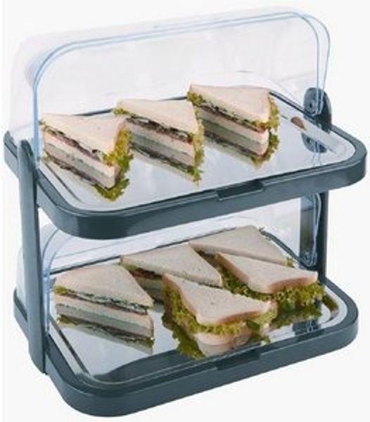 APS Buffet-Vitrine Doppeldecker, Edelstahl, Kunststoff, 2-stufig, inkl. 4 Kühlakkus Bild 4