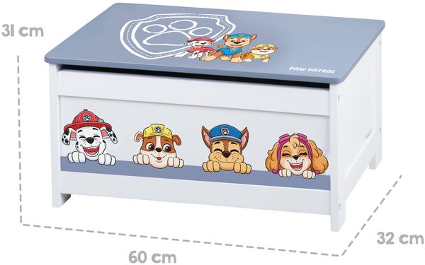 roba Spielzeugtruhe 'Paw Patrol' - Aufklappbare Sitzfläche mit Dämpfungsbeschlag - Weiß / Blau Bild 3